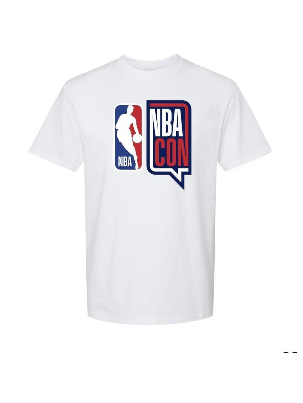 New NBA Con Basketball White Unisex T-Shirt Medium 100% Cotton Official